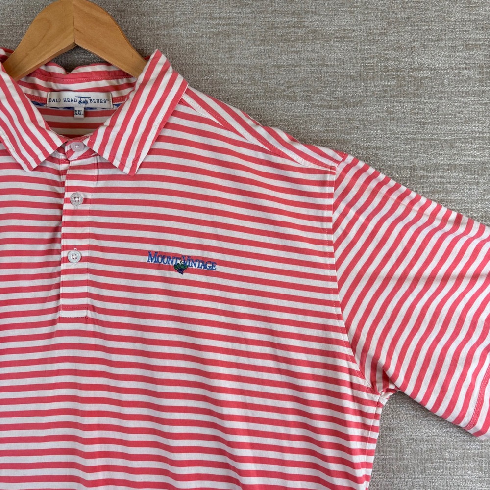 Bald Head Blues Mount Vintage (SC) Polo Mens XXL Pink Striped Golf Shirt Preppy